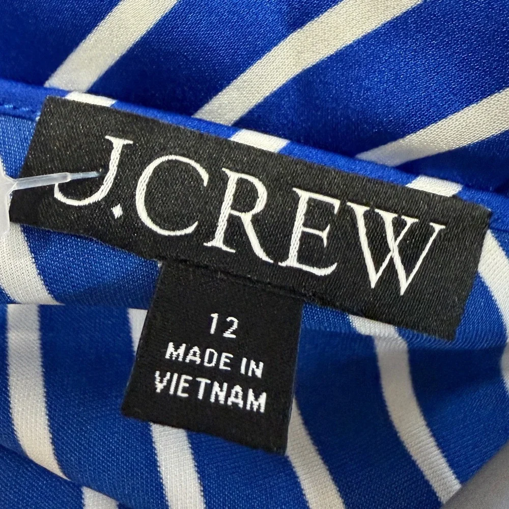J. Crew $118 Gwenyth Slip Tank Dress Blue White Nautical Stripes Patriotic Satin